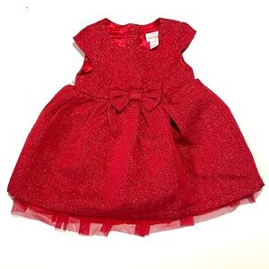 CAT & JACK Red Sparkle Tulle Girls Dress size 6-9M